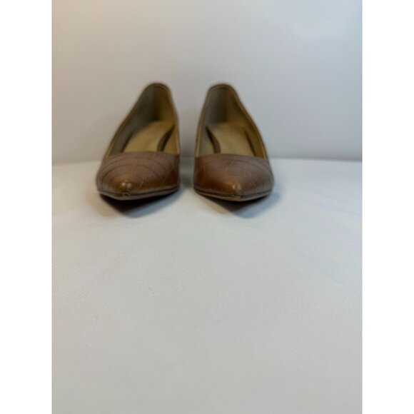 Naturalizer Everly Pump Womens Size 6W Banana Bread Brown Croc Leather Mid Heel - Picture 5 of 12